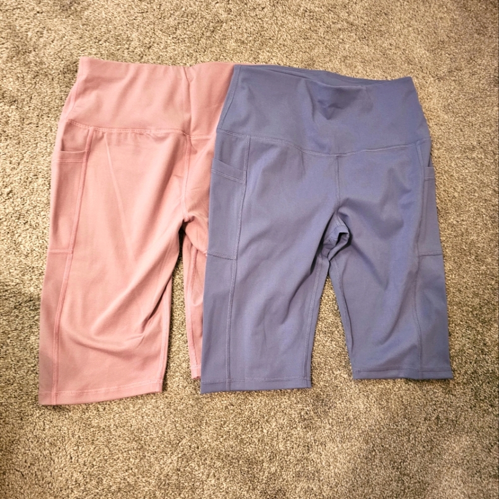 NWOT 2 Pairs women's biker shorts, athletic workout Yoga